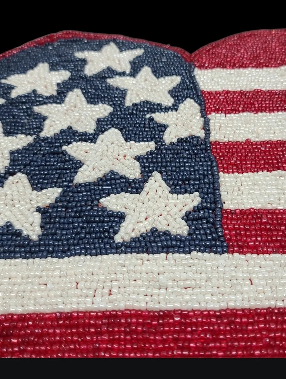 x4 July 4th Patriotic Heart Americana Beaded Napkin Rings & Table Runner Set New